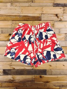 Vilebrequin Moorea Panda Print Swim Shorts Trunks Red White Boys S
